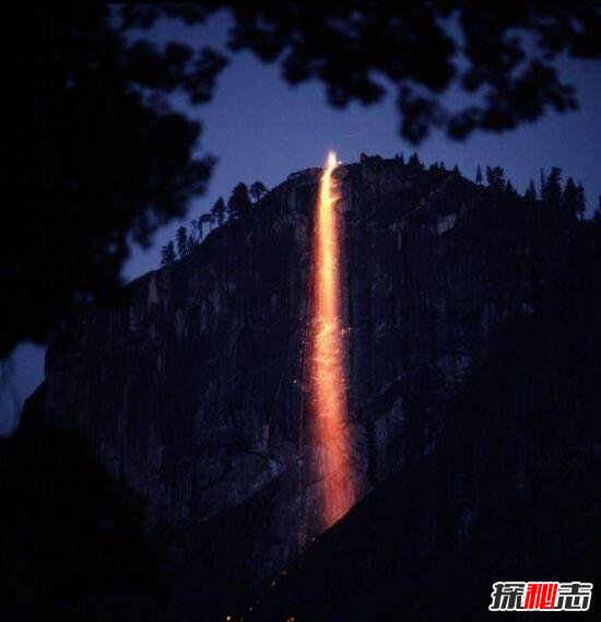 揭秘美国自然奇观之火瀑布，实则特定角度产生的光学效果