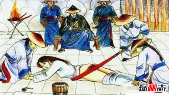 古代女子刑罚杖刑，脱光内衣用木板打臀部(惩治妇人出轨)