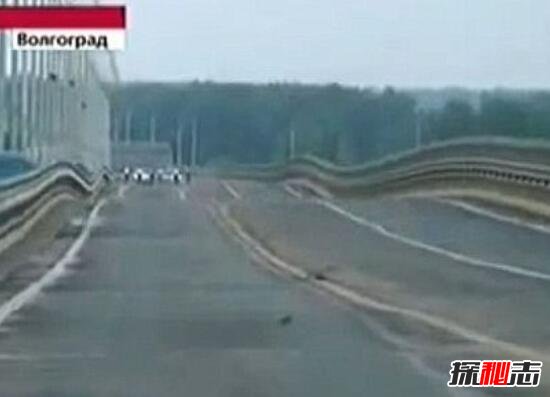 俄罗斯伏尔加河大桥晃动原因，桥面诡异晃动成蛇形(视频)