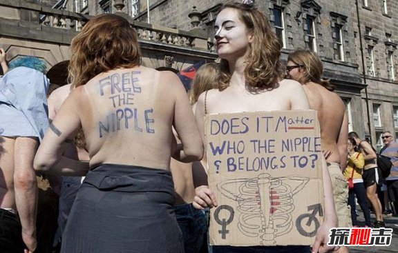 国际裸胸日，赤裸露爆乳大街上游行(呼吁两性平等/组图)