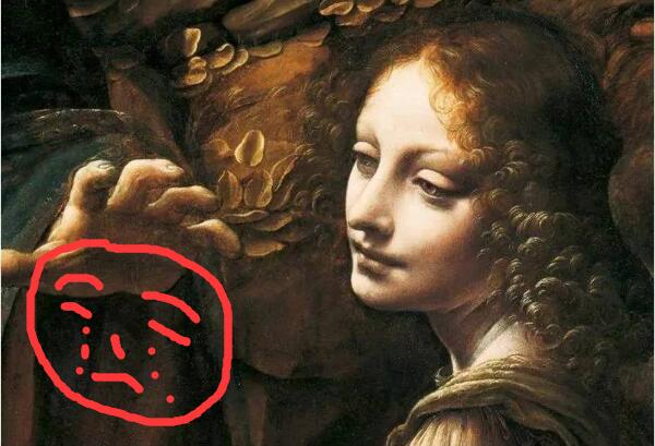岩间圣母恐怖画面割头，圣母左手抓头/耶稣手指砍头