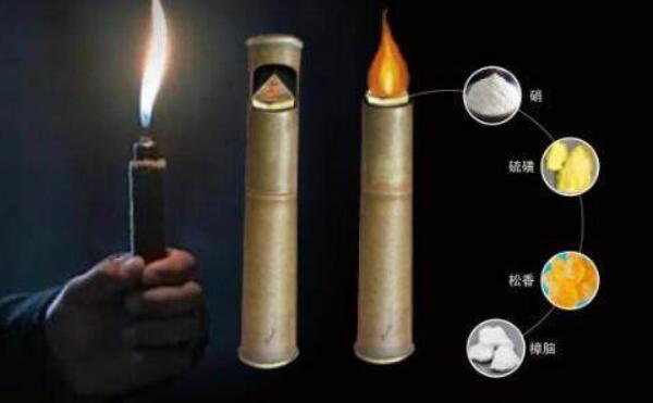 古代火折子的原理，竹筒装有易燃物和火星（一吹就燃）