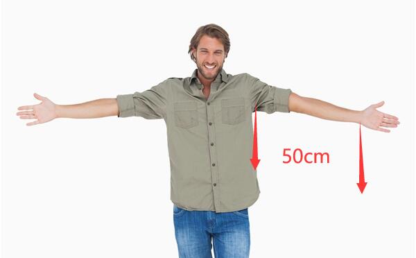 50cm有多长，19寸显示器宽/成年人一只手/篮球直径2倍