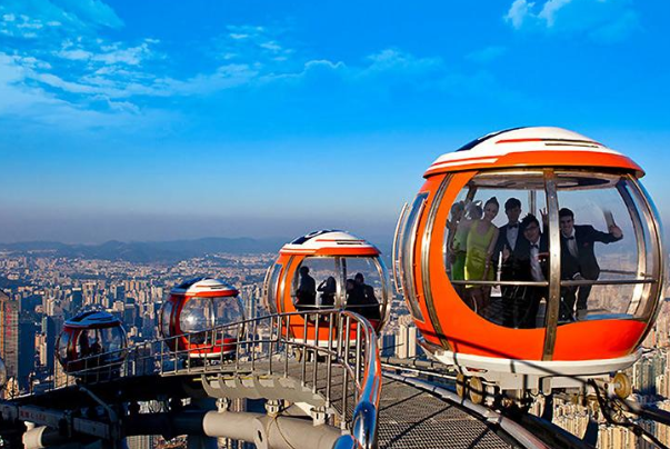 世界上最高的摩天轮:广州塔摩天轮，高450米(抗8级地震)