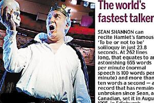 世界上说话最快的人，西恩·沙侬（23.8秒背完哈姆雷特）